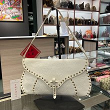 ⭐️ 香榭屋精品店 ⭐️ Celine 白色牛皮金色鉚釘掀蓋肩背包 腋下包 (XB8825)