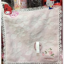 ♥小花花日本精品♥ Hello Kitty renoma paris 刺繡玫瑰小方巾/手帕/擦手巾(粉)56974300