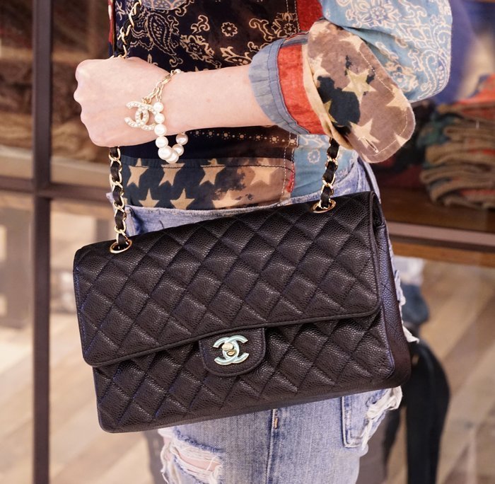 Chanel A01112 Flap Coco 包 荔枝紋 金鍊 26 cm 黑