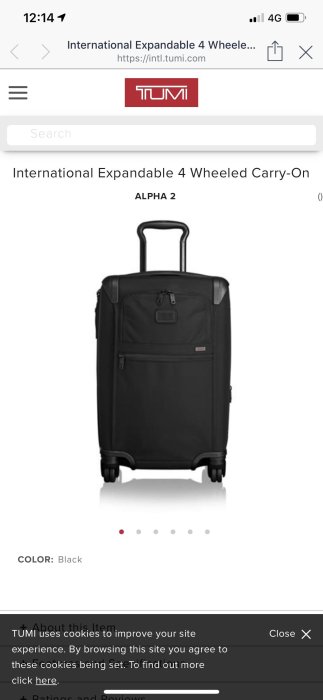 TUMI 美規標準登機箱 黑色 九成九新 登機一次回台 International Expandable 4 Wheeled Carry-On ALPHA2