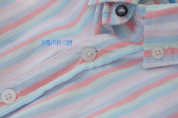 媽咪樂*韓國原單優質直條紋短袖襯衫100/110/120CM