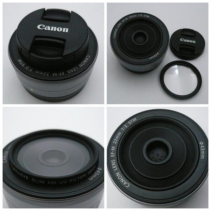 * 定焦、美品 * Canon EF-M 22mm F2 STM - 鈦銀  - 附薄框UV保護鏡 -