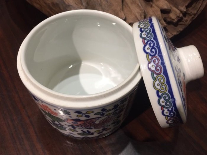 茶具[明海園] 年年有金 中式復古茶罐 彩繪金魚  瓷罐 收納罐