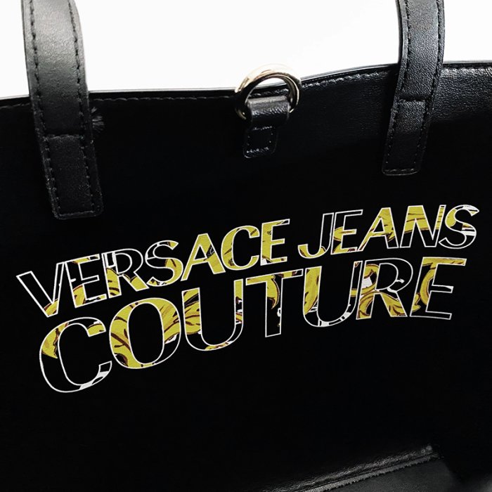 美國百分百【全新真品】Versace Jeans 凡賽斯 斜背包 VJ 手提包 LOGO 專櫃精品 皮包 黑色 CP99