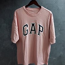 CA 美國休閒品牌 GAP 淡粉紅 純棉 寬版 休閒短t M號 一元起標無底價R104