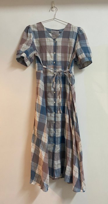 韓版 藍棕格子紋 洋裝