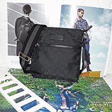 二手旗艦 GUCCI 黑色 PVC 雙G LOGO 前拉鍊 側背包 斜背包 (中友店) 24501