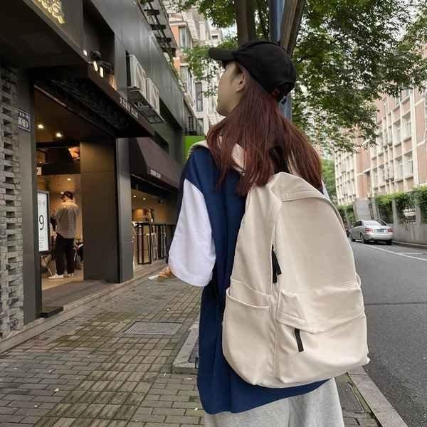 日本無印良品書包女大學生韓版ins簡約素色背包初中高中生後背包