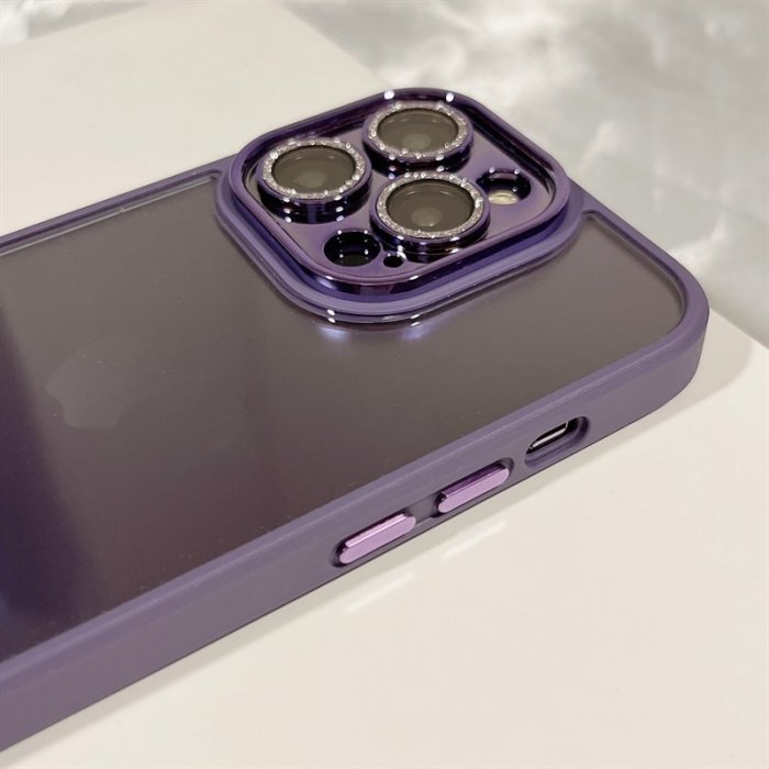 iPhone14保護殼自帶鏡頭膜紫色閃粉iPhone14promax蘋果13手機殼新款13pro高級感14pro防摔12