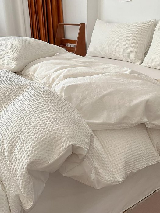 床單用品 日式簡約純棉床上四件套100全棉水洗棉輕奢白床品床單被套三件套4