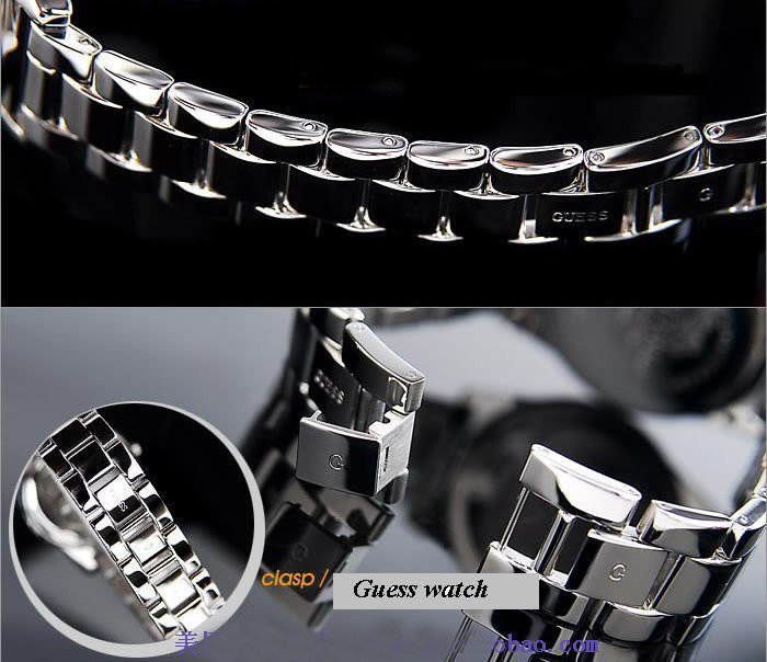 GUESS手錶不銹鋼時尚大粒鑲鉆貝母錶盤簡約大氣石英錶女士腕錶