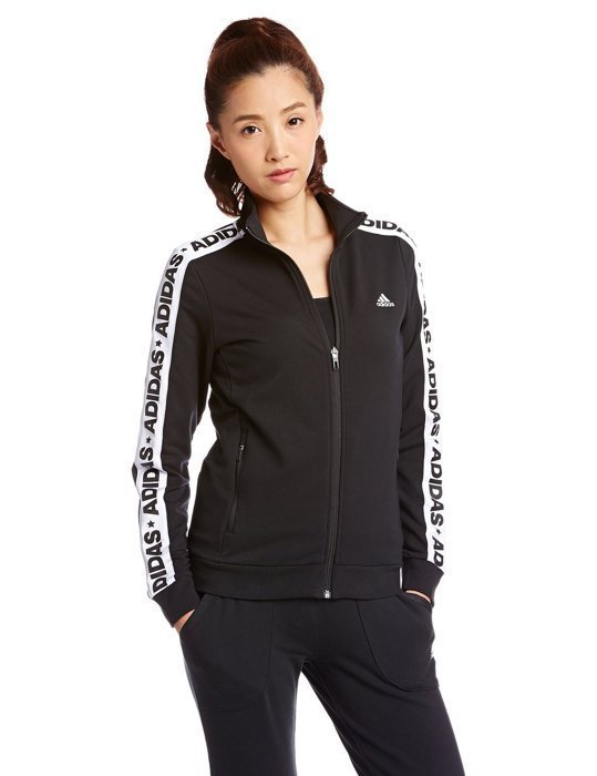 ADIDAS愛迪達 女 慢跑休閒 棉質外套 透氣 彈性 合身 口袋拉鍊 AZ4876 黑白 現貨