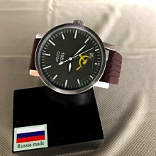 俄國 " 烏涅索夫 "  機械錶 -  鐵鎚鐮刀系列  墨綠面 ( 50 mm ) ( 龍頭在左邊 )