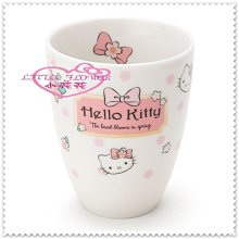 小花花日本精品♥ Hello Kitty 日本製   茶杯 陶瓷杯 水杯 杯子  大臉點點櫻花11270102