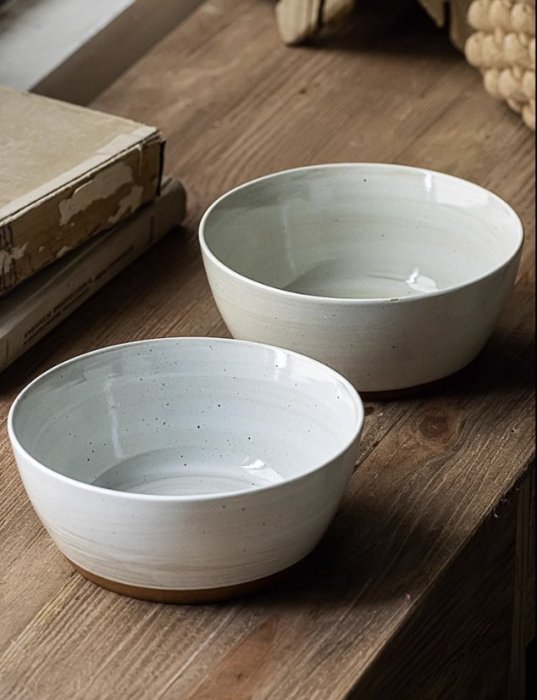 復古粗陶簡約陶瓷米飯碗 吃飯碗 陶瓷碗 餐具 米白色 咖啡色 水果碗 復古餐具【小雜貨】