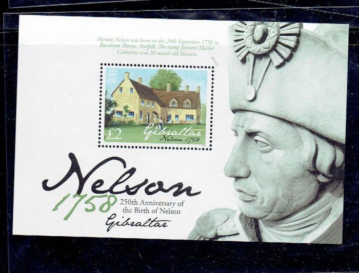 歷史人物類-直布羅陀郵票- 2008 - 格伯特·賈赫雷斯塔格 馮·納爾遜勳爵250周年紀念小型張