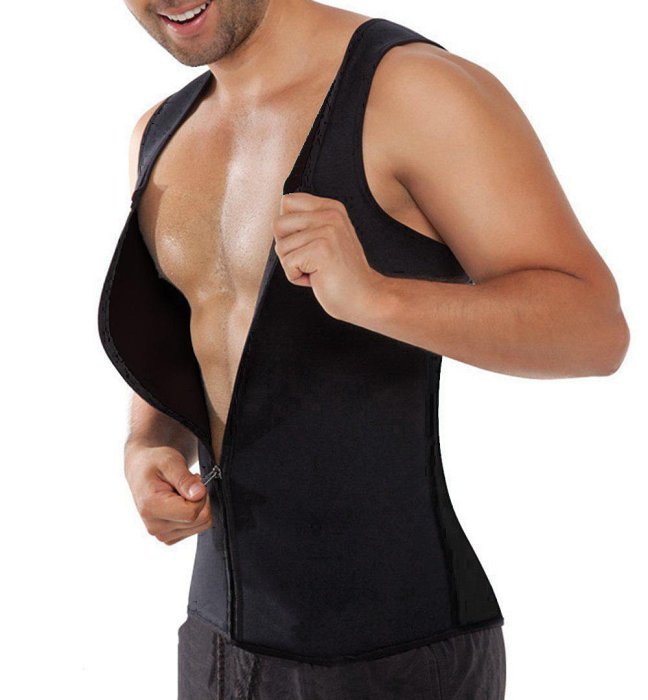 批發 批發 現貨歐美氯丁橡膠大碼燃脂暴汗服夏季男士塑身上衣緊身健身運動服背心
