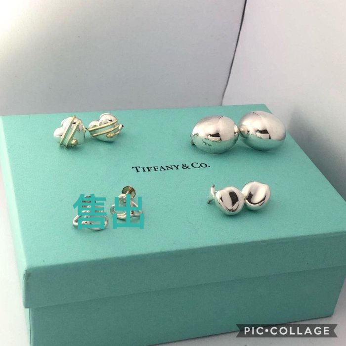 Tiffany & Co. 專櫃 正品 耳環 夾式 耳夾 大豆 小豆 相思豆 愛心 愛神之箭 k金 750k 二手 經典  大款 少見 近全新 純銀