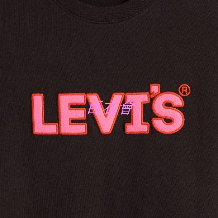 【百衣會】【精品男装】LEVIS 寬鬆版短袖T恤 / 粉紅布章LOGO / 寬鬆休閒版型 黑 男款 16143-1022 熱賣單品