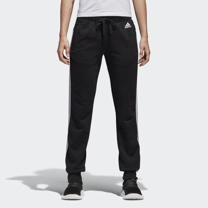 【豬豬老闆】Adidas ESS 3-Stripes Pants 黑色 黑白 三線 縮口褲 長褲 女款 S97113