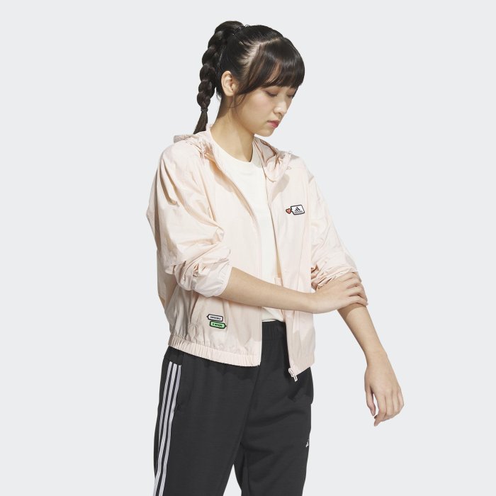 【豬豬老闆】ADIDAS GRAPHIC WOVEN JACKET 粉 尼龍 運動 寬鬆 連帽外套 女款 HY2863