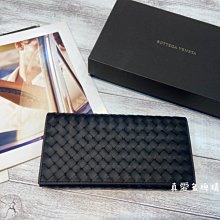 《真愛名牌精品》Bottega Veneta (BV) 577559 黑色編織 多卡夾層 內拉鍊 對折長夾*全新*代購