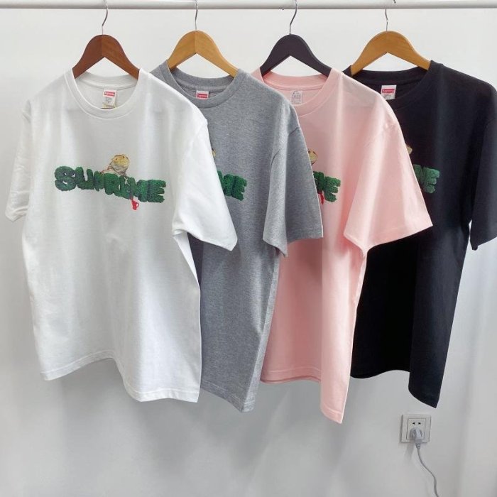 美國supreme潮牌box logo Lizard Tee 新款蜥蜴植物字男女裝黑白