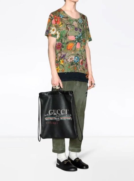 [我是寶琪] 全新未用 Gucci 塗鴉 drawstring 後背包