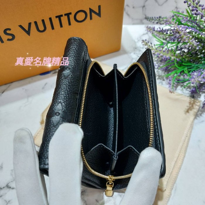 《真愛名牌精品》LV M80880 METIS 錢包 黑色壓紋皮 鎖扣 3折零錢短夾 *全新*代購