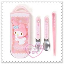 ♥小花花日本精品♥《Melody》美樂蒂環保餐具組筷子湯匙叉子附收納盒站姿戳臉蝴蝶結粉色日本製 99948504