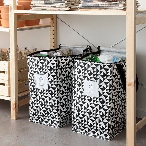☆創意生活精品☆IKEA KNALLA  拉鍊式袋子/購物袋/收納袋(黑+白色)