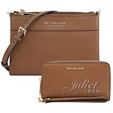 【茱麗葉精品】全新精品 MICHAEL KORS KENLY 雙拉鍊三層斜背包.咖 買包送長夾 現貨