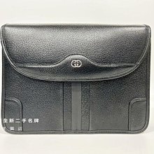 遠麗精品(桃園店)C2014 GUCCI黑色牛皮雙G銀釦下蓋磁吸斜背包