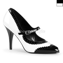Shoes InStyle《四吋》美國品牌 PLEASER 原廠正品瑪莉珍爵士漆皮尖頭高跟鞋 有大尺碼『黑白色』