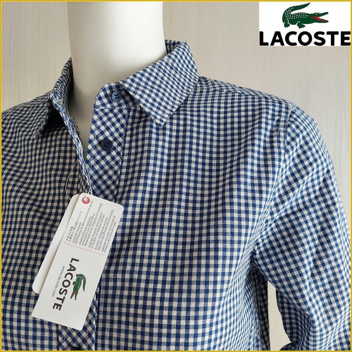 🇯🇵日本新品✈️鱷魚 長袖襯衫 女 L號 LACOSTE 鱷魚牌 寬鬆版型 格紋襯衫 A25F2L