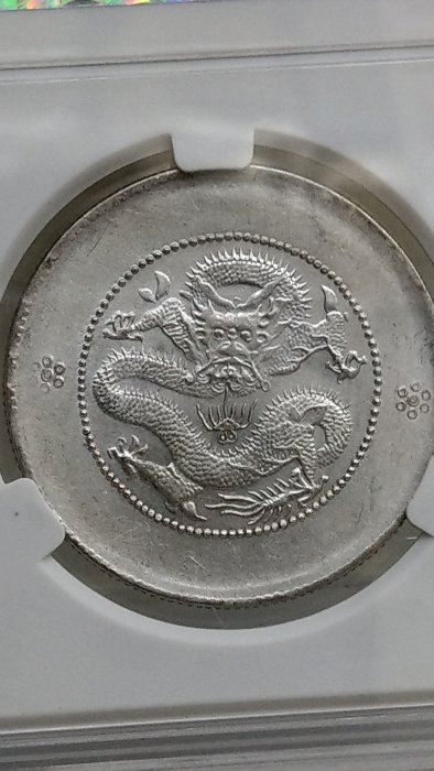 Y013鑑定幣雲南省造光緒元寶三錢六分龍銀(雙龍珠