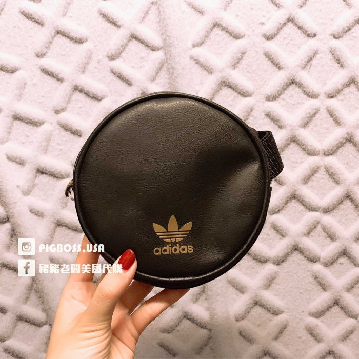 【豬豬老闆】 ADIDAS ORIGINALS ROUND WAIST BAG 黑金 三葉草 圓形 腰包 FL9628