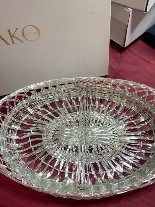 wako和光 水晶盤銀籃子 罕見的一款 等於鍍銀籃子裏配一個