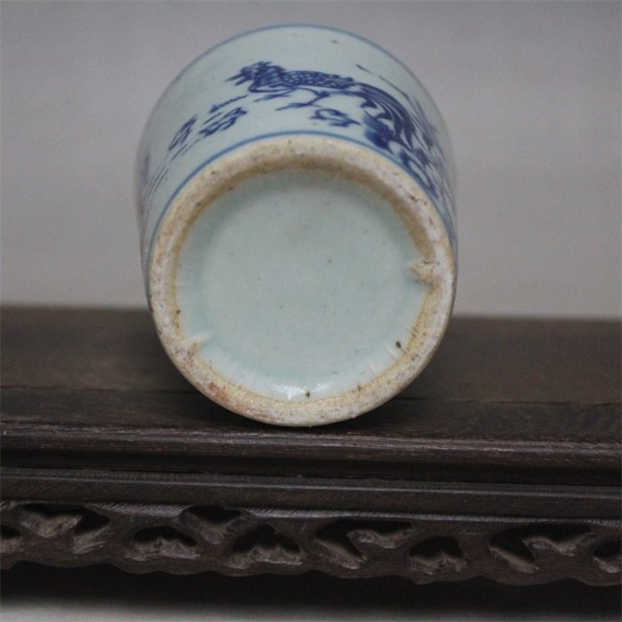 明清青花雞公紋茶杯 古董古玩 青花瓷茶具景德鎮手繪仿古瓷器收藏