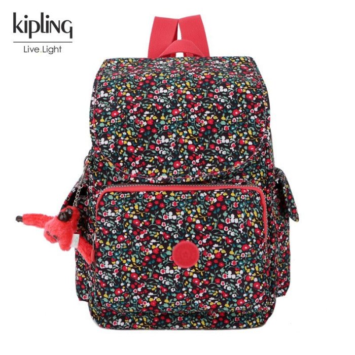 全新 Kipling 猴子包 K12147 七彩小碎花 輕便防水多隔層 休閒旅遊包 翻蓋後背包 旅行包 雙肩包 書包