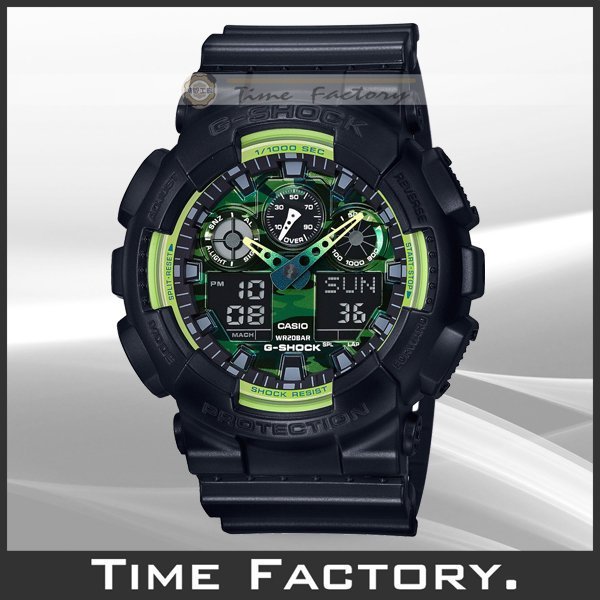 時間工廠】CASIO G-SHOCK 黑綠重裝潮流款GA-100LY-1A (100 LY 1