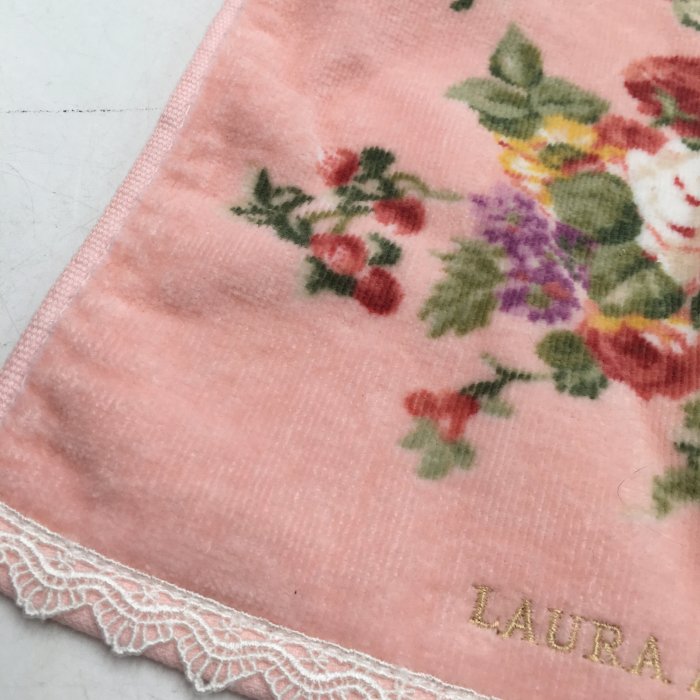 【皮老闆二店】新古真品 LAURA ASHLEY 方巾 毛巾 綿100% 花紋 26*26 白244