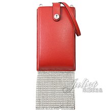 【茱麗葉精品】全新商品 MIU MIU 專櫃商品 5ZH117 水鑽流蘇裝飾小牛皮斜背手機包.紅 現貨