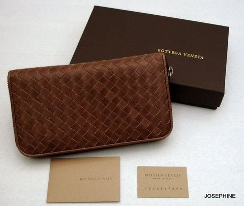 喬瑟芬【BOTTEGA VENETA】賠售清倉~經典*114076 巧克力色 小羊皮 編織拉鍊長夾