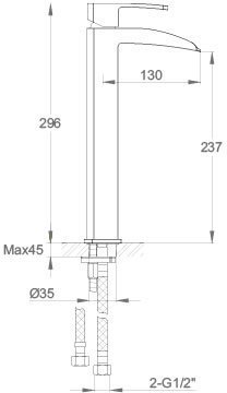 【亞御麗緻衛浴】單把手加高型瀑布面盆龍頭 JKD735L000