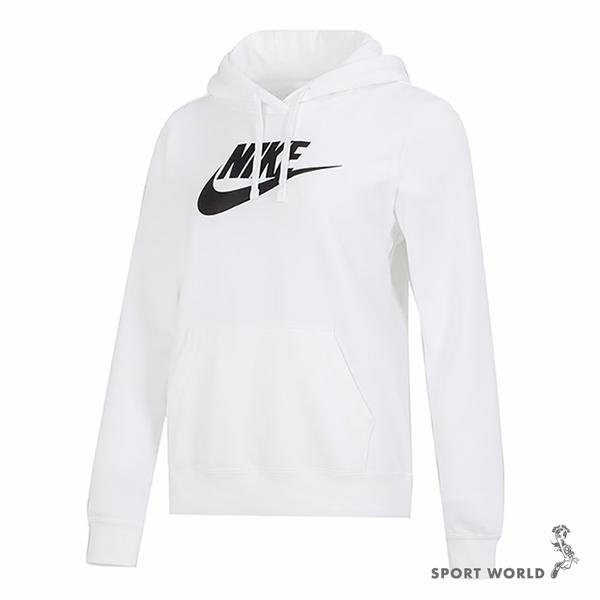 Nike 女 長袖 連帽 休閒 刷毛 基本款 白 DQ5776-100