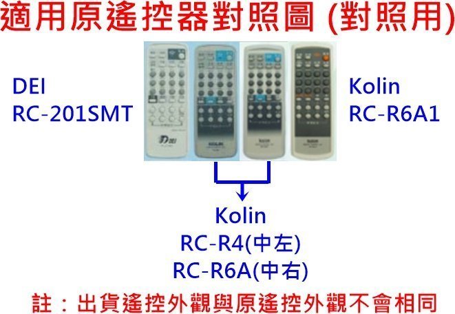 窗型冷氣遙控器 適用 原遙控無螢幕 得意 DEI-405R RC-201SMT 歌林窗型 RC-R4A1 R6A1