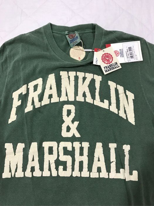 FRANKLIN &MARSHALL F&M 男生 綠色 水洗 印刷 洗舊全新正品 義大利購回 M號