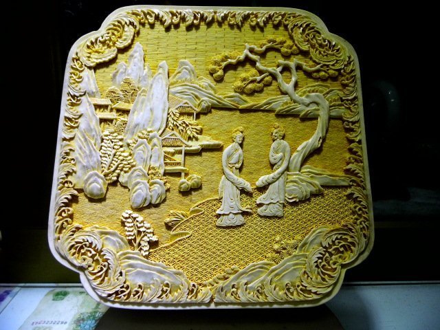 【采芝齋】早期收藏  仕女 古陶瓷 方盒