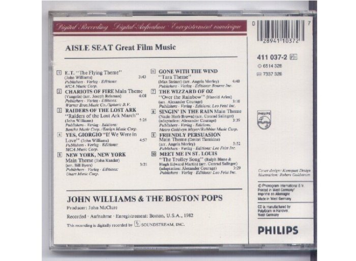 Aisle Seat．The Boston Pops．John Williams 1982法國銀圈盤